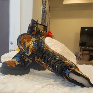Steve Madden Rhinestone Studded Camo Boots